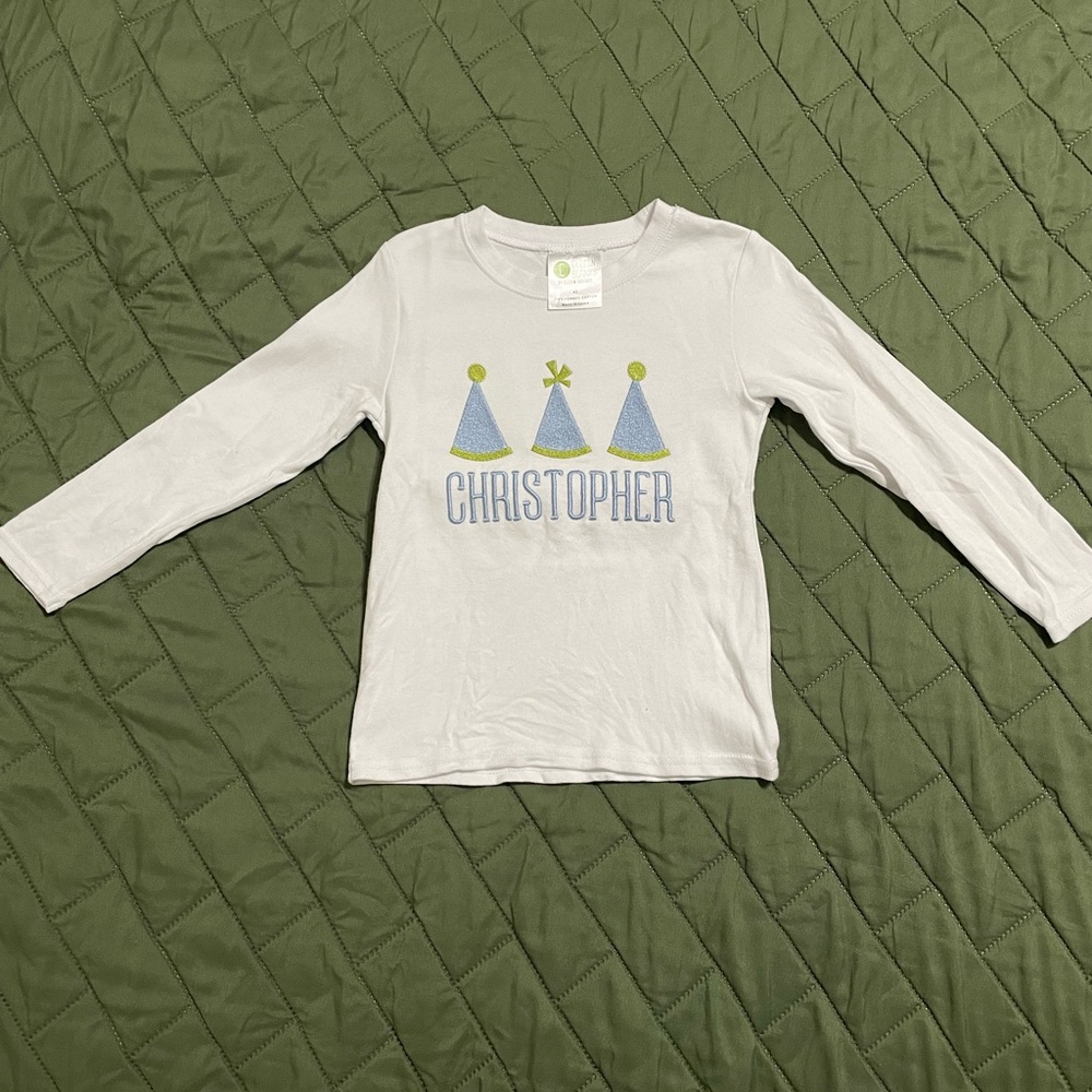 “Christopher” Embroidered Birthday Shirt - Size 4T